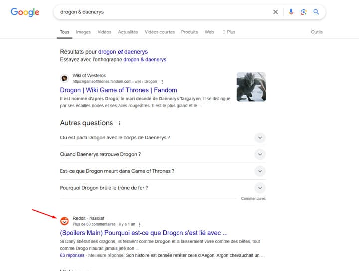 Reddit post ranking on top for Drogon and Daenerys.